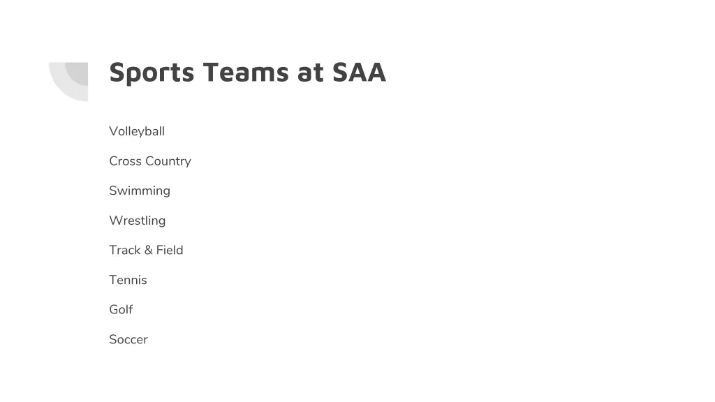 sports teams at saa