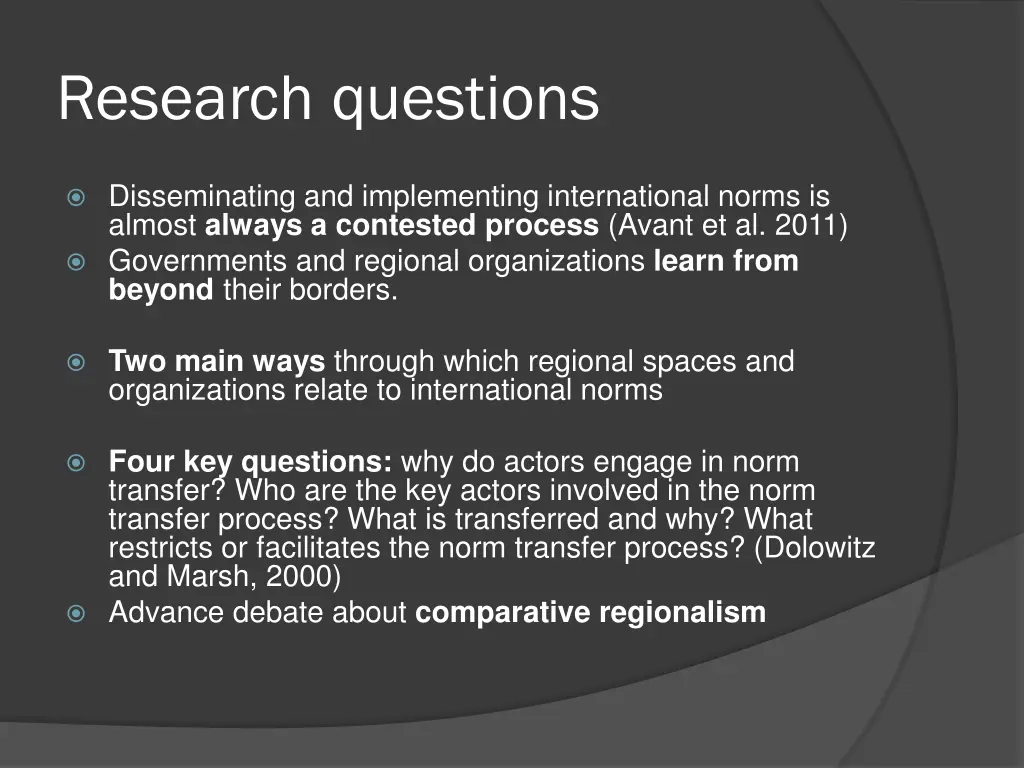 research questions
