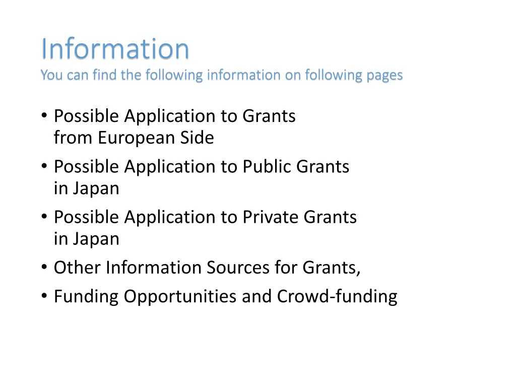 information you can find the following