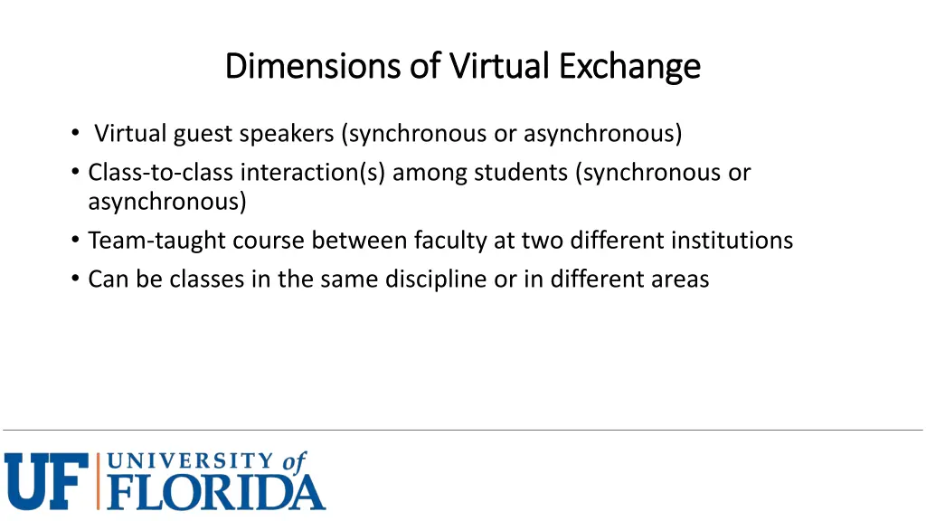 dimensions of virtual exchange dimensions