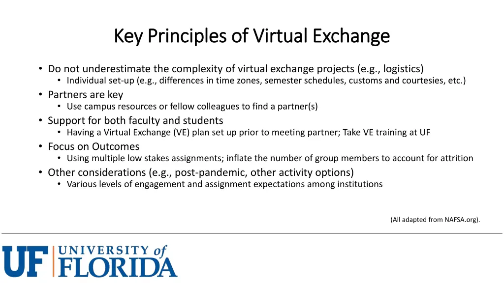 key principles of virtual exchange key principles