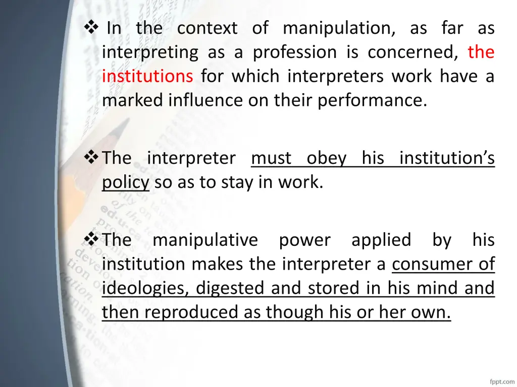 in the context of manipulation