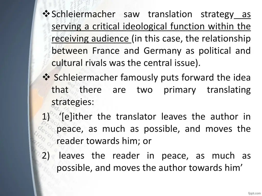 schleiermacher saw translation strategy