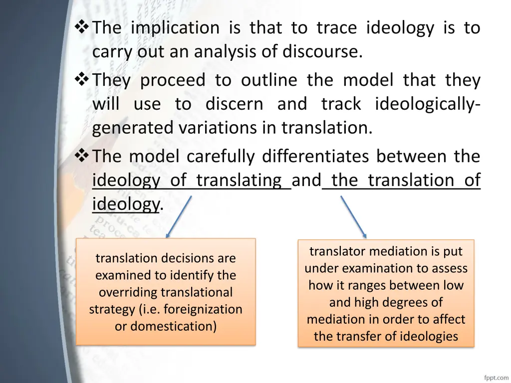 the implication is that to trace ideology