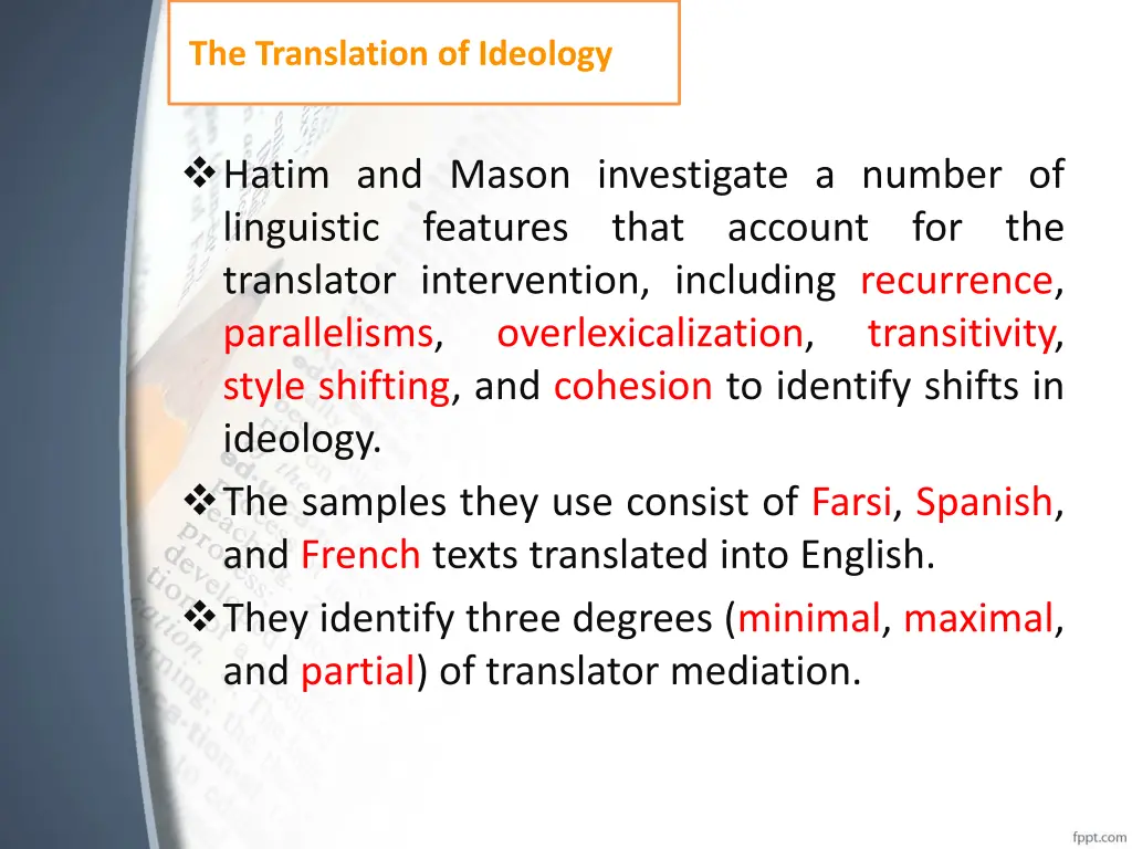 the translation of ideology