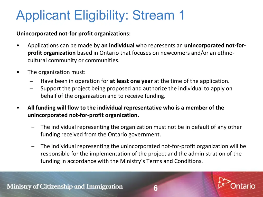applicant eligibility stream 1