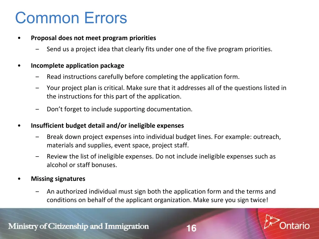 common errors