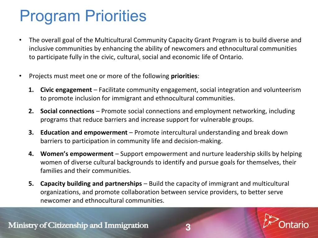 program priorities