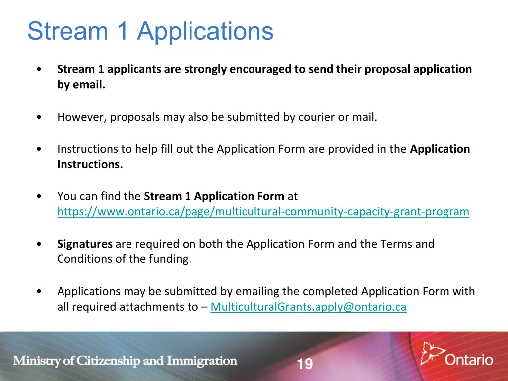 stream 1 applications