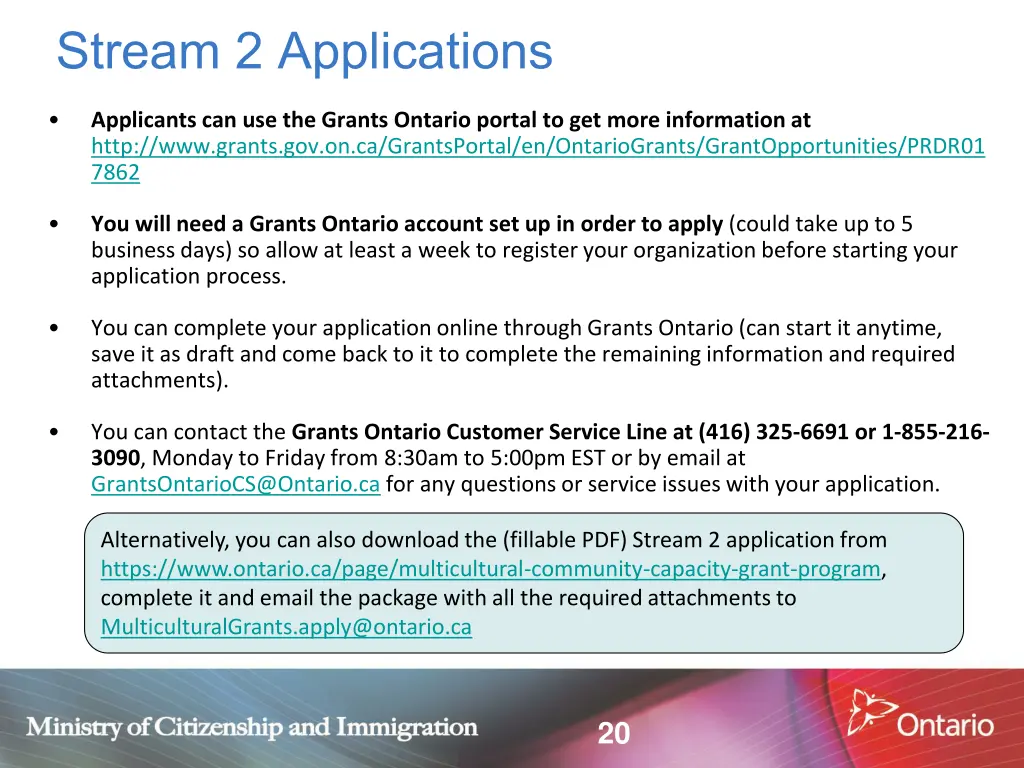 stream 2 applications