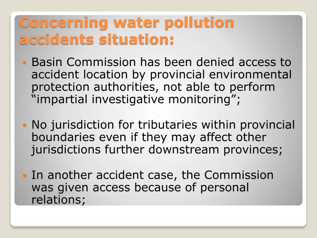 concerning water pollution accidents situation