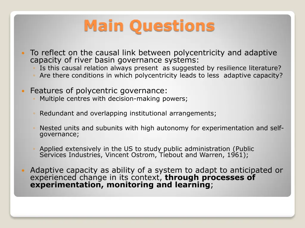 main questions