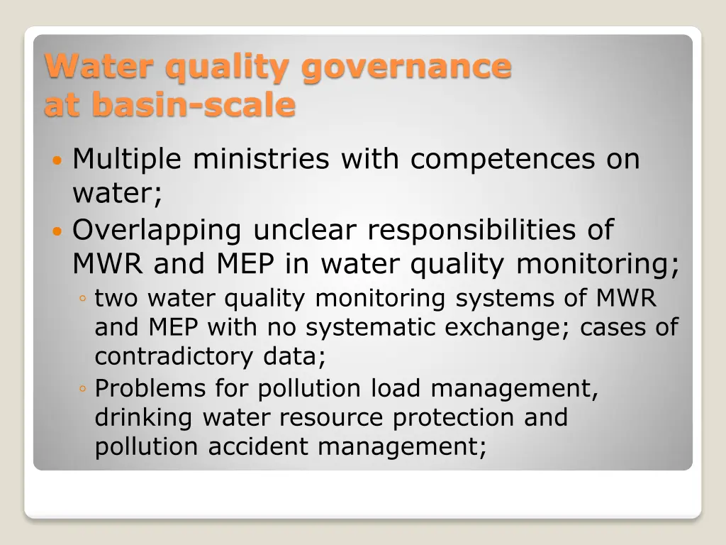 water quality governance at basin scale 1