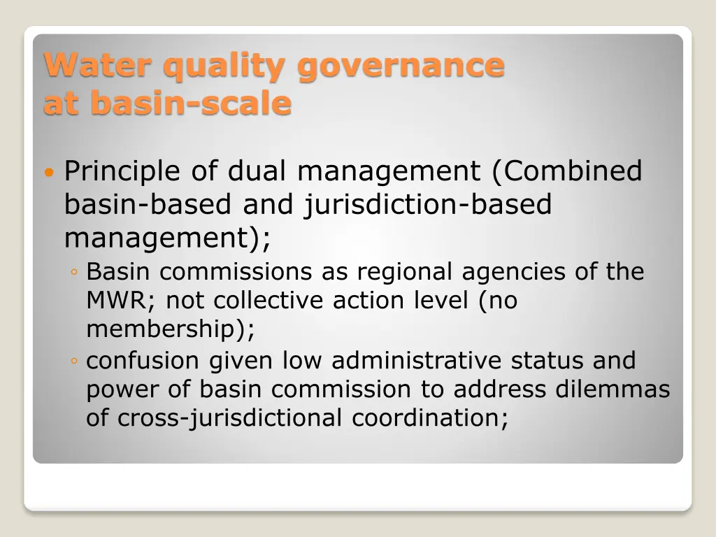 water quality governance at basin scale