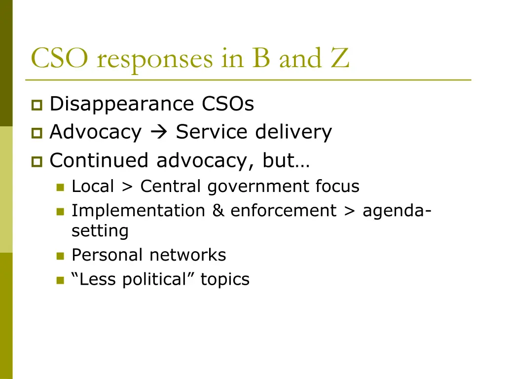 cso responses in b and z