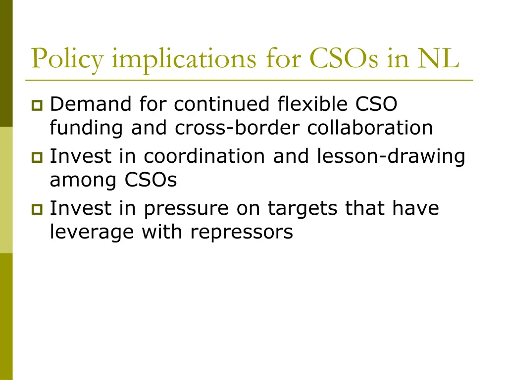 policy implications for csos in nl