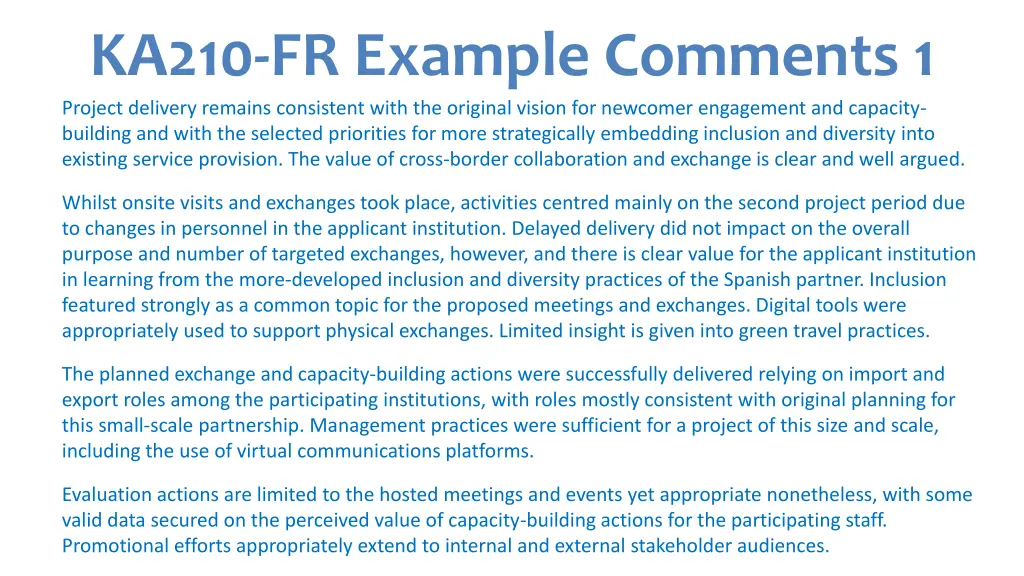 ka210 fr example comments 1 project delivery
