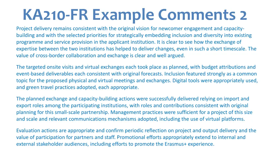 ka210 fr example comments 2 project delivery