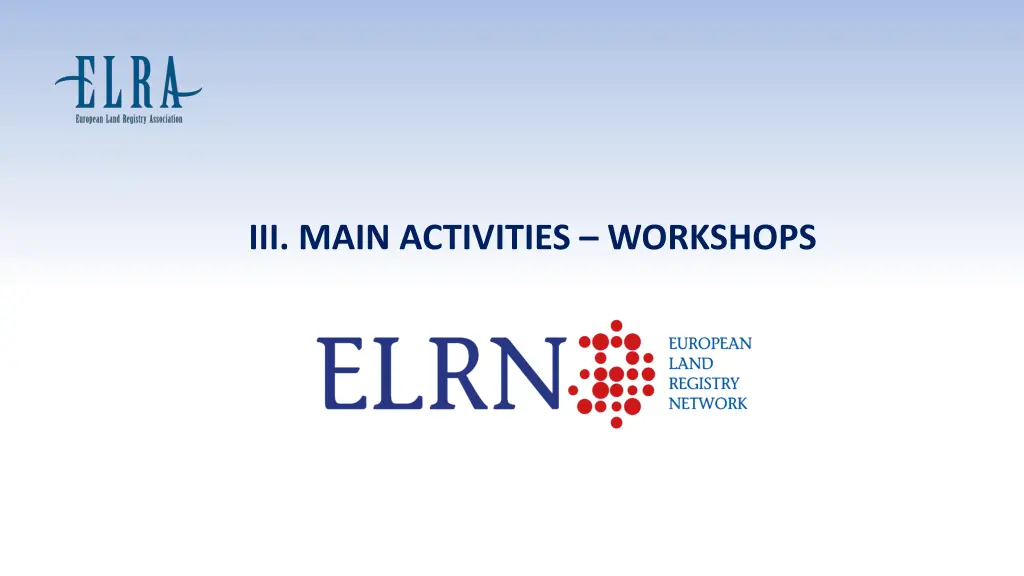 iii main activities workshops