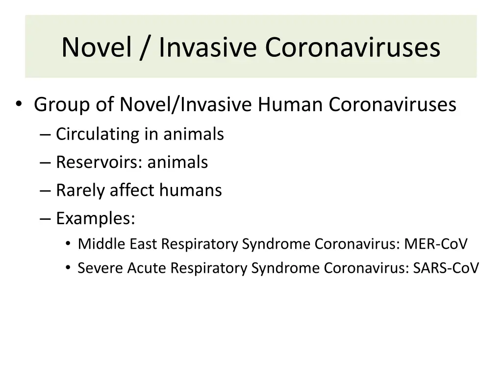 novel invasive coronaviruses