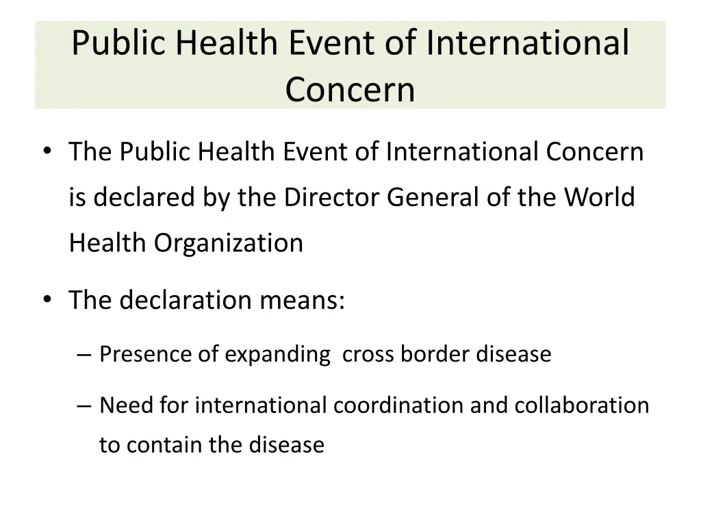 public health event of international concern