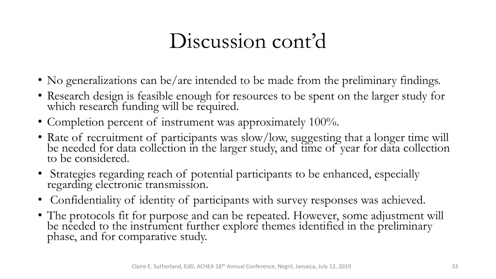 discussion cont d
