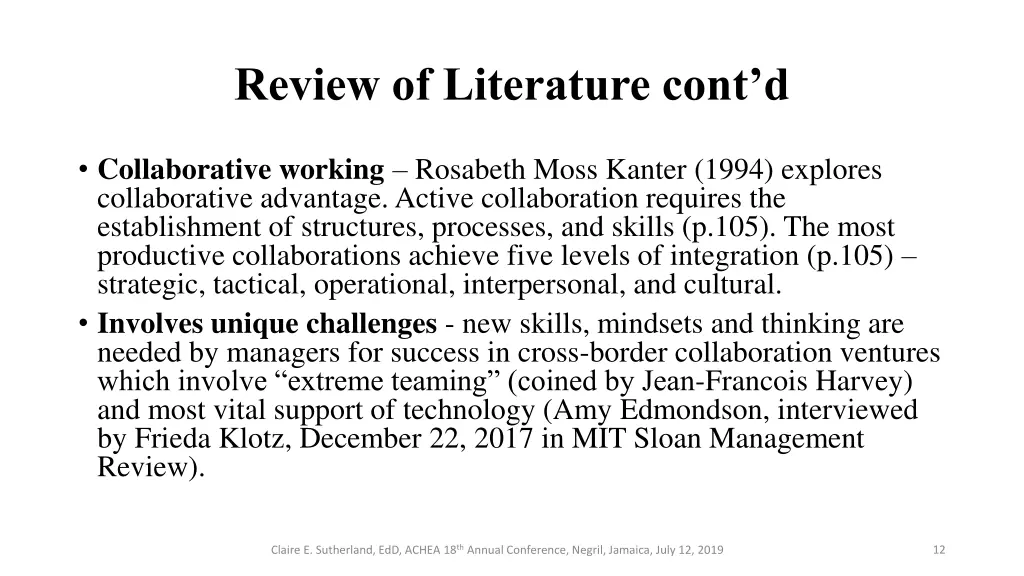 review of literature cont d