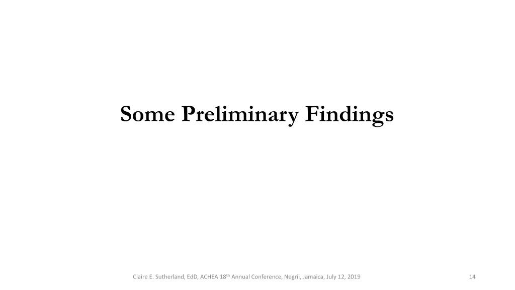 some preliminary findings