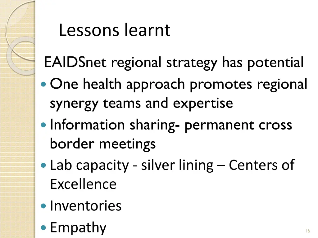lessons learnt
