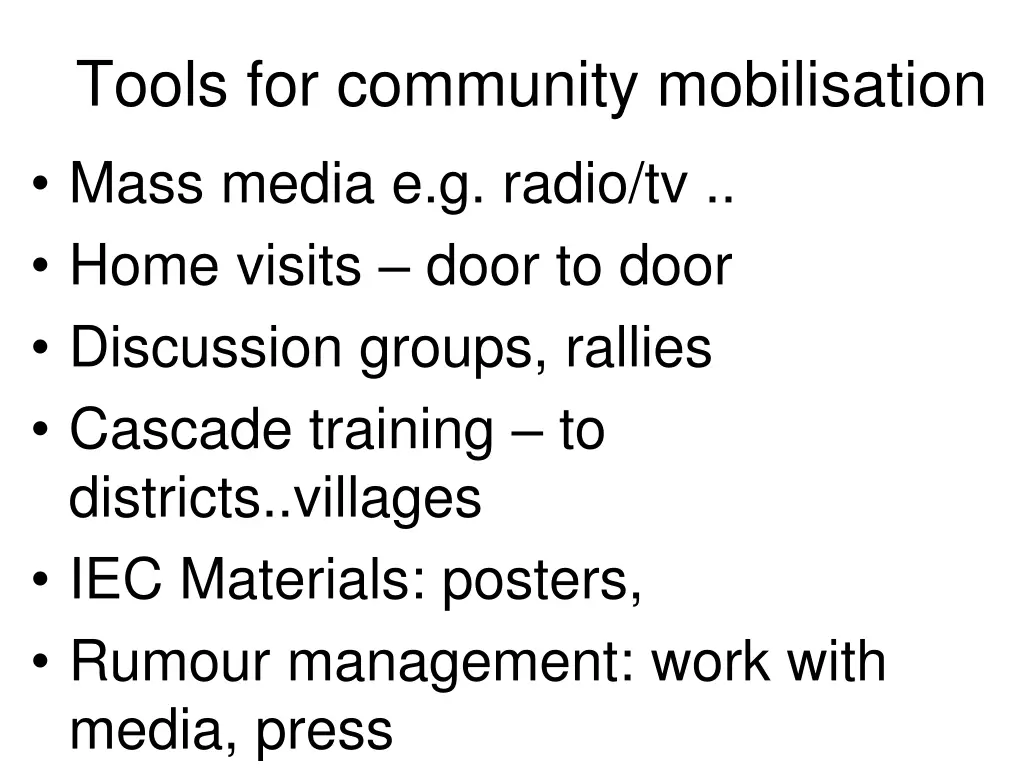 tools for community mobilisation