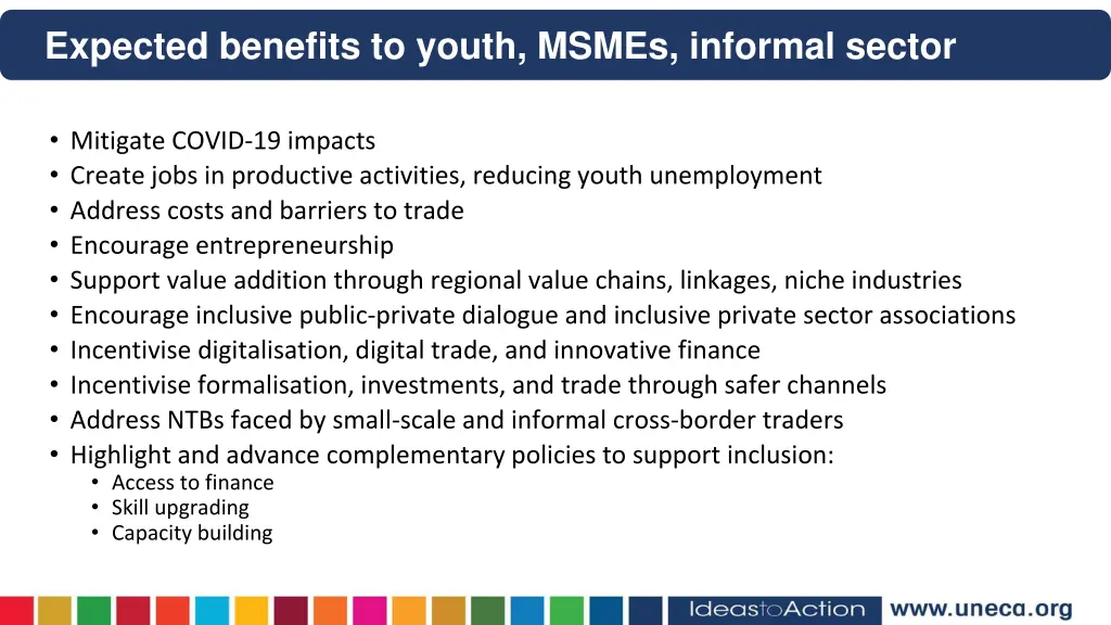expected benefits to youth msmes informal sector