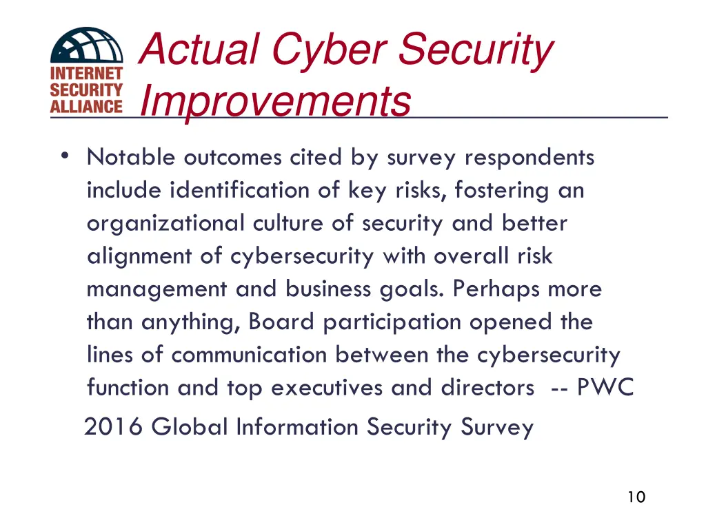 actual cyber security improvements