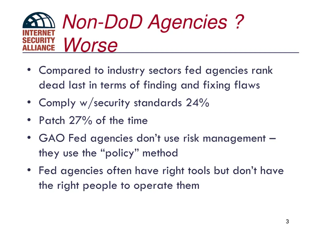 non dod agencies worse