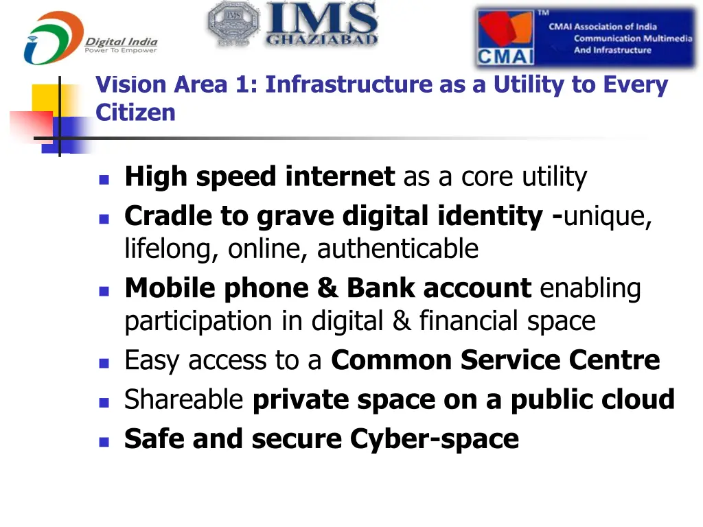 vision area 1 infrastructure as a utility