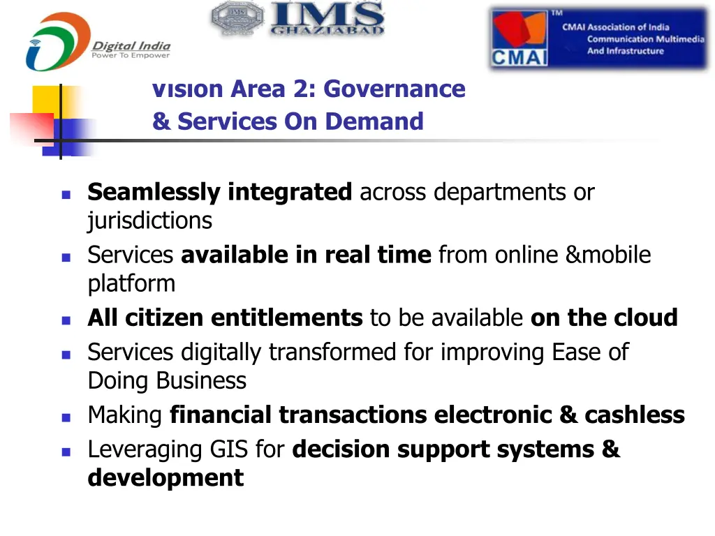 vision area 2 governance services on demand