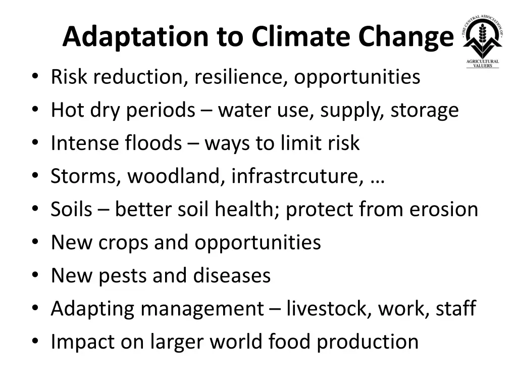 adaptation to climate change risk reduction