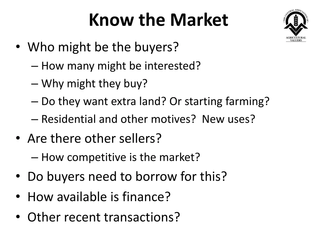 know the market