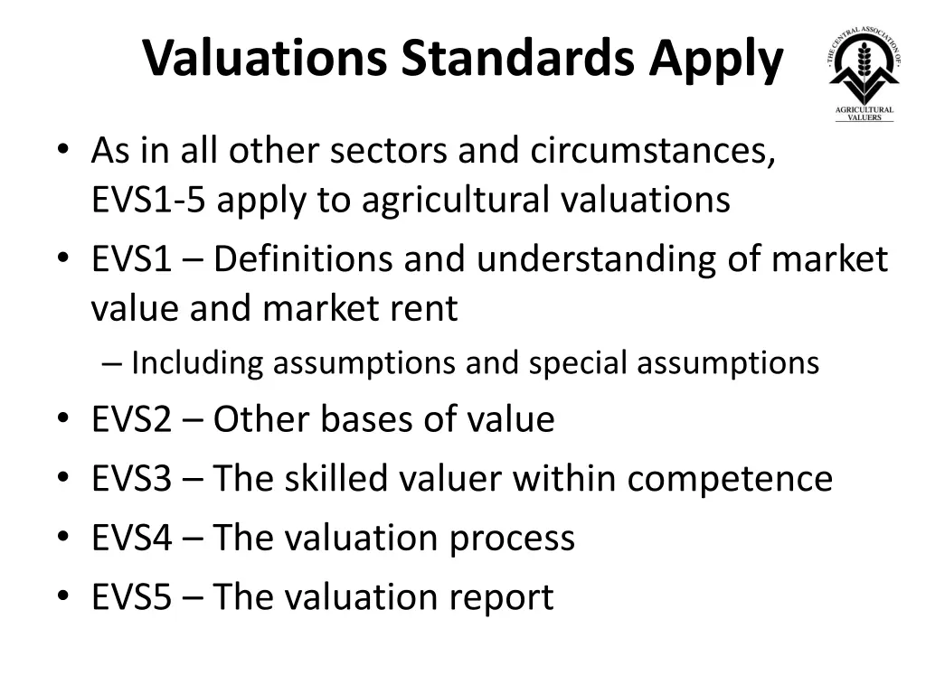 valuations standards apply