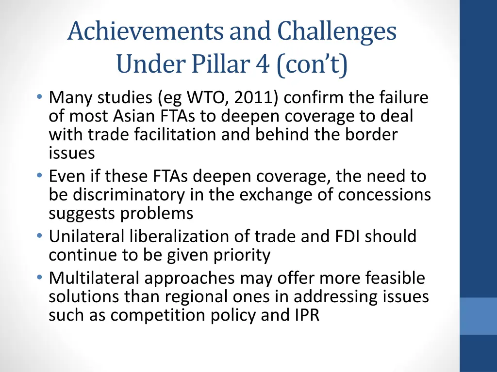 achievements and challenges under pillar 1