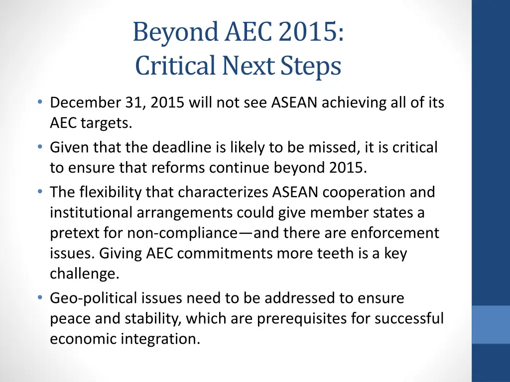 beyond aec 2015 critical next steps