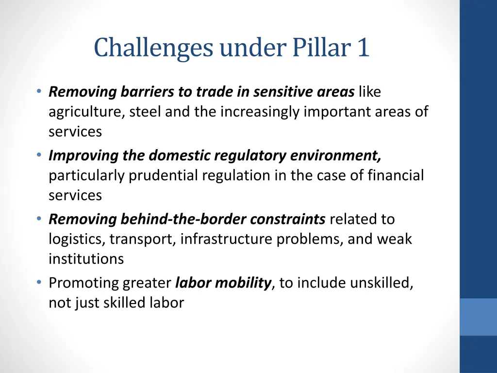 challenges under pillar 1
