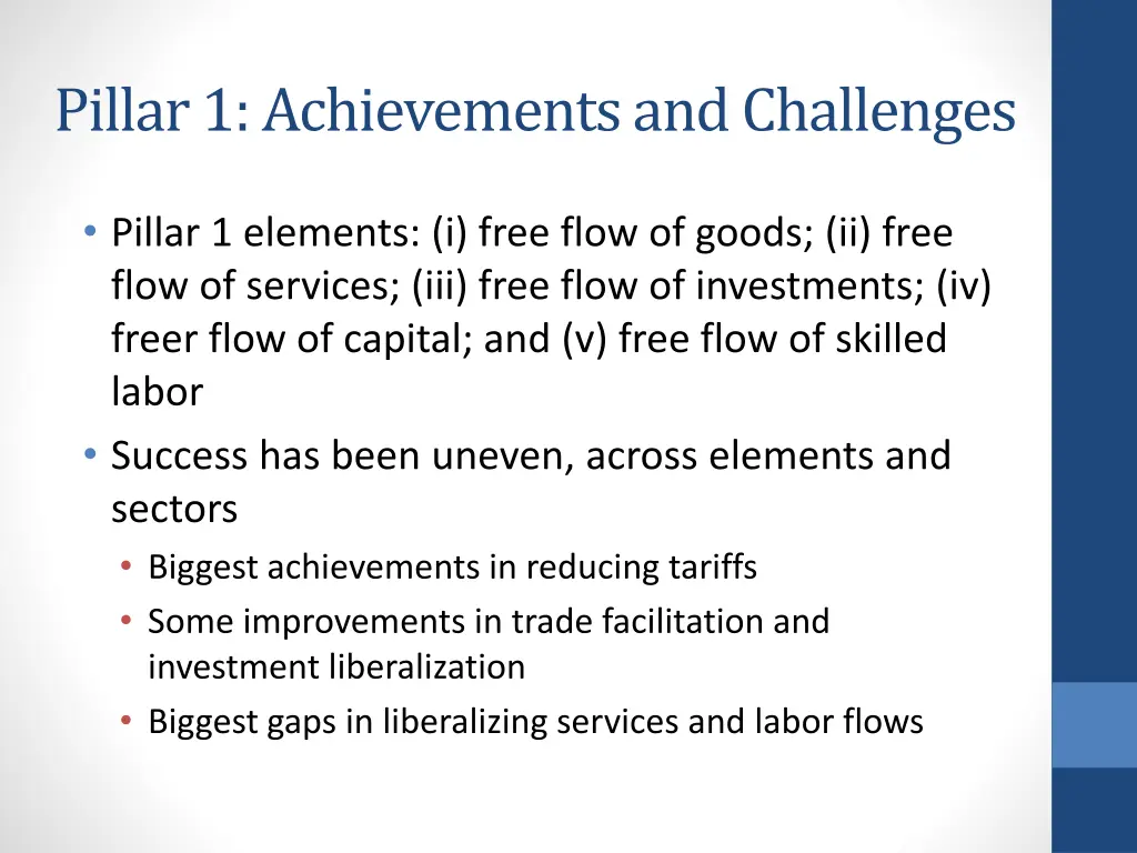 pillar 1 achievements and challenges