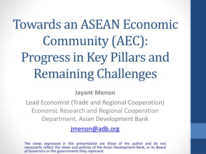 towards an asean economic community aec progress