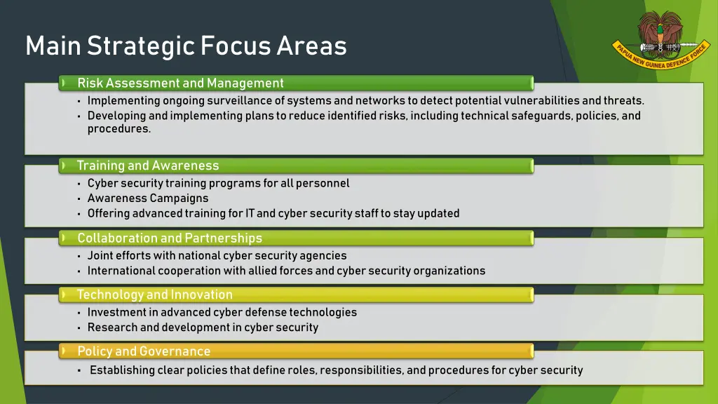 main strategic focus areas