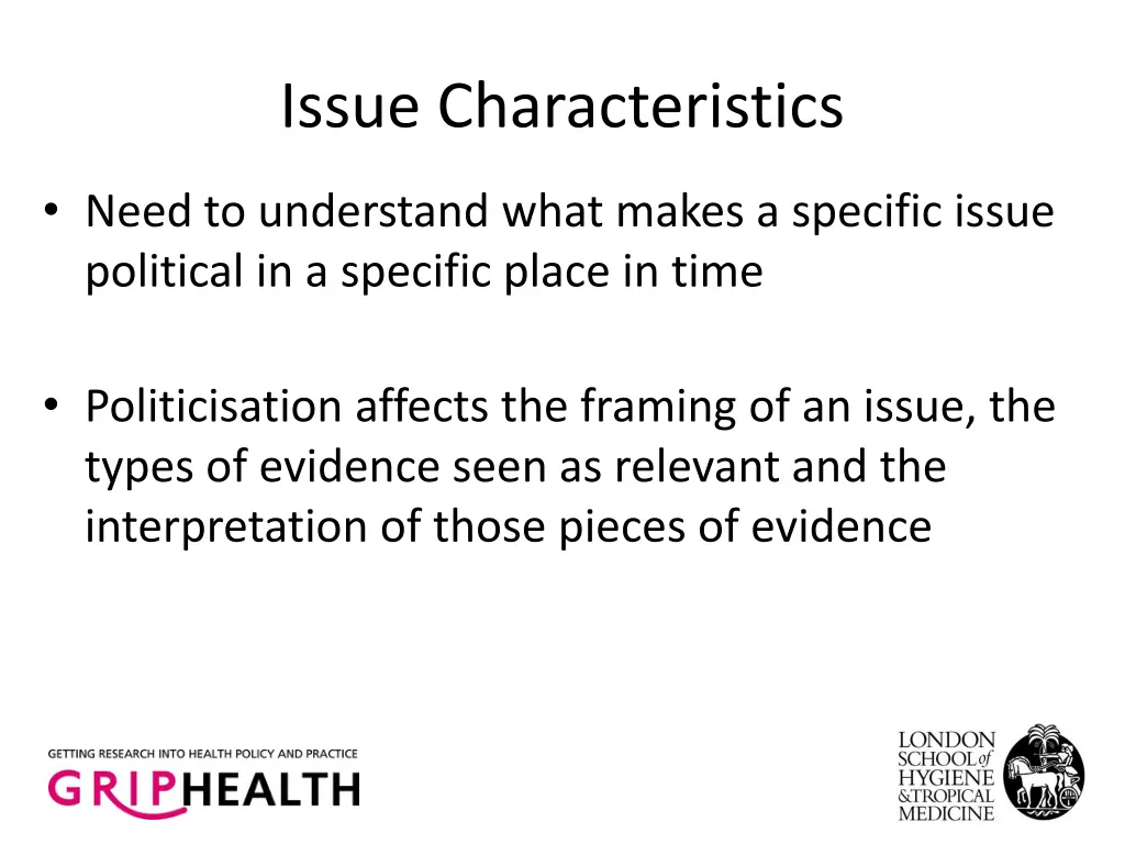 issue characteristics