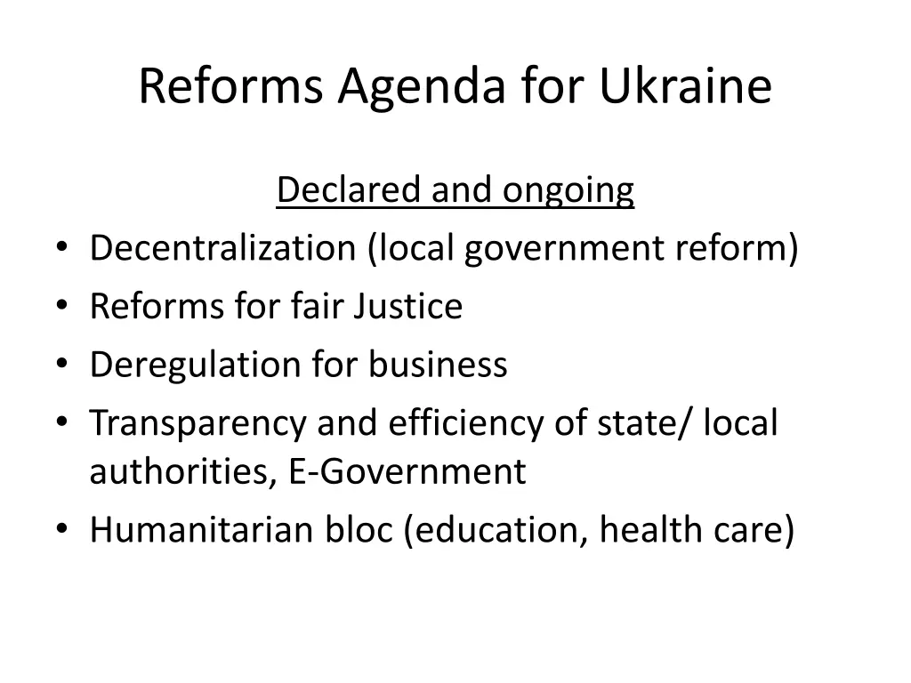 reforms agenda for ukraine