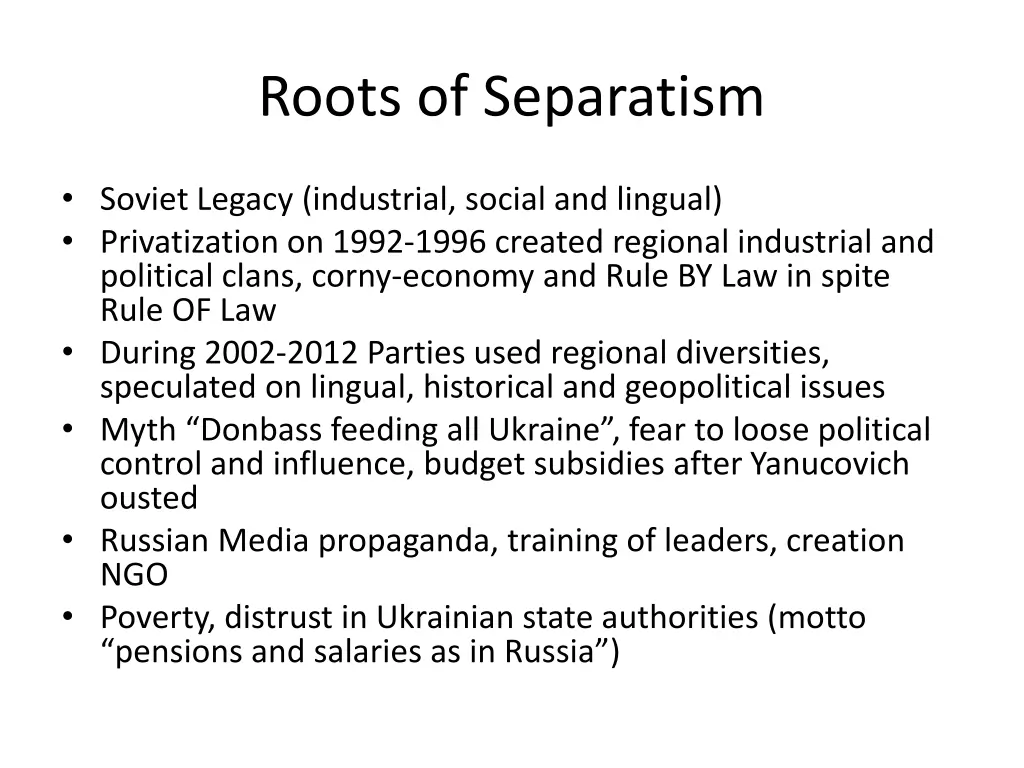 roots of separatism