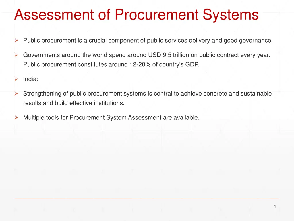 assessment of procurement systems