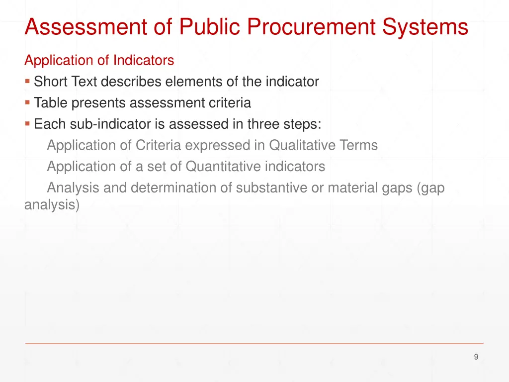 assessment of public procurement systems 1