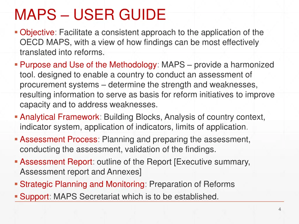 maps user guide objective facilitate a consistent